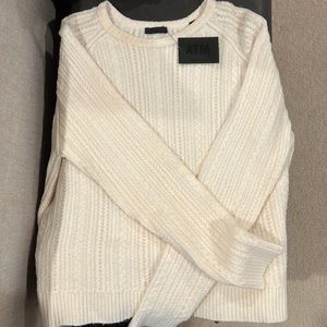 NEW Anthony Thomas Melillo Cream Cable Knit Sweater